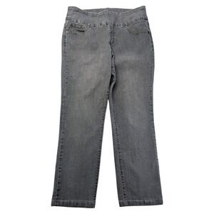 Jag Womens Jeans High Rise Straight Leg Pull On Gray Stretch Denim Size 16